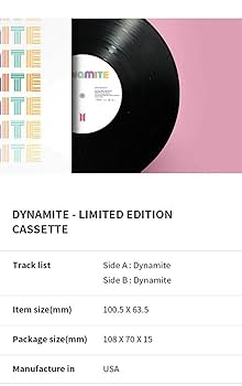 BTS 防弾少年団　公式　Dynamite レコード&カセットテープ 海外限定品 BTS 防弾少年団 公式 Dynamite レコード&カセットテープ 海外限定品